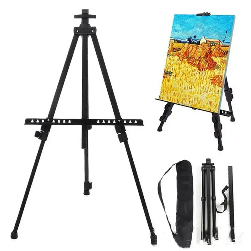 Portable Adjustable Metal Sketch Easel Sketch Drawing For Artist Art Supplies Stand Foldable Travel Easel Shelf With Bag Outdoor Painting Easel