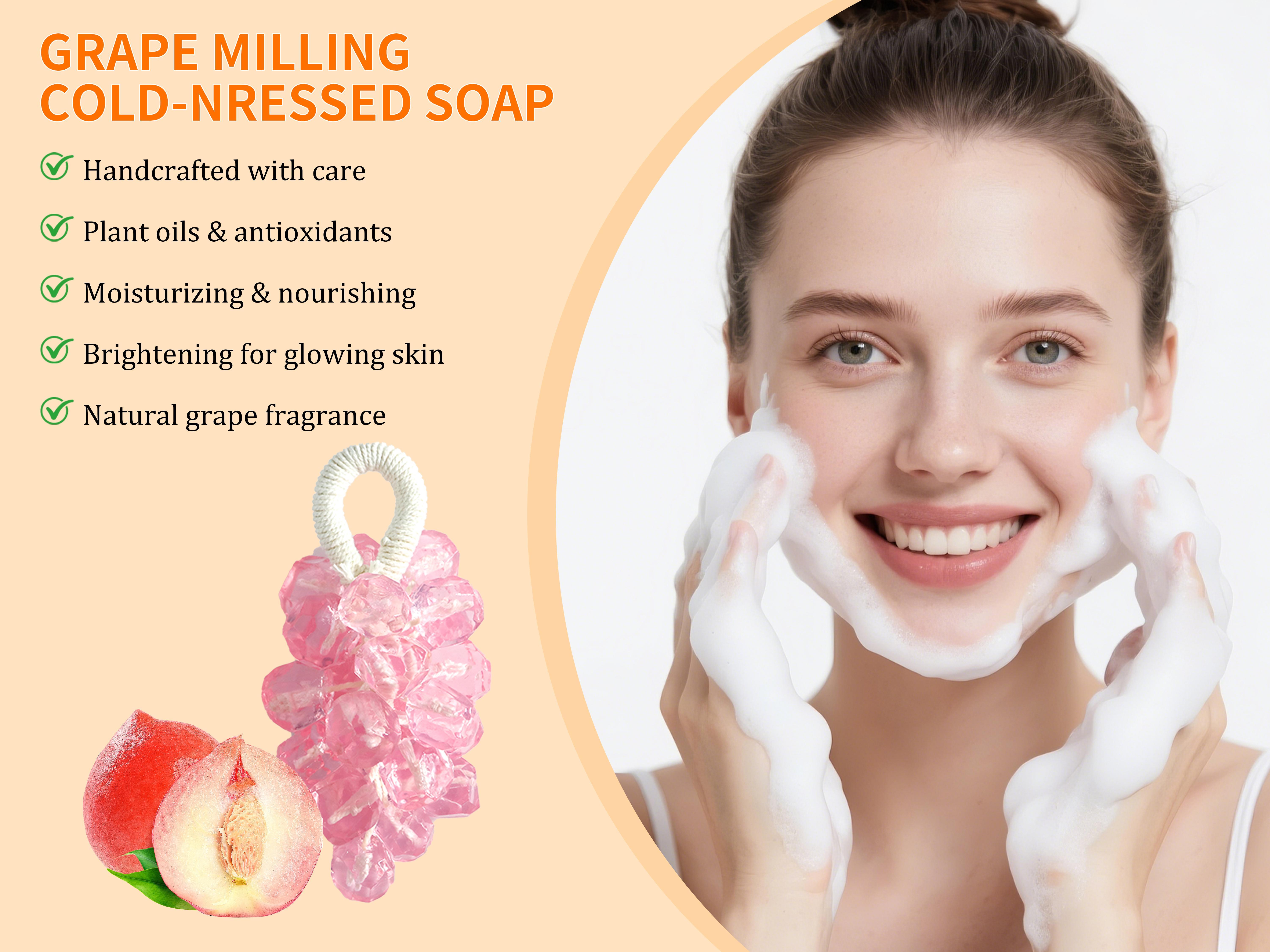 Paul Frank Grape Soap on a Rope – Handmade DIY Decorative Grape Soap, Natural and Gentle Moisturizing and CleansingLong-Lasting Fresh Scent Perfect for Home Décor and BathroomAesthetic & Creative Christmas Gift Choice Body Care Daily