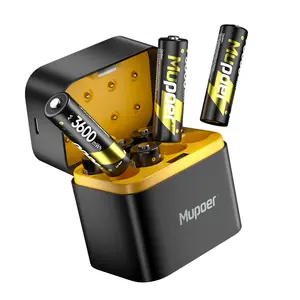 Mupoer Rechargeable AA Li-ion Batteries with Charger| Double A Batteries for Blink Cameras & Doorbells, Xbox Controller, Flashlight | 1.5V, 3000mWh, 1600 Life Cycle