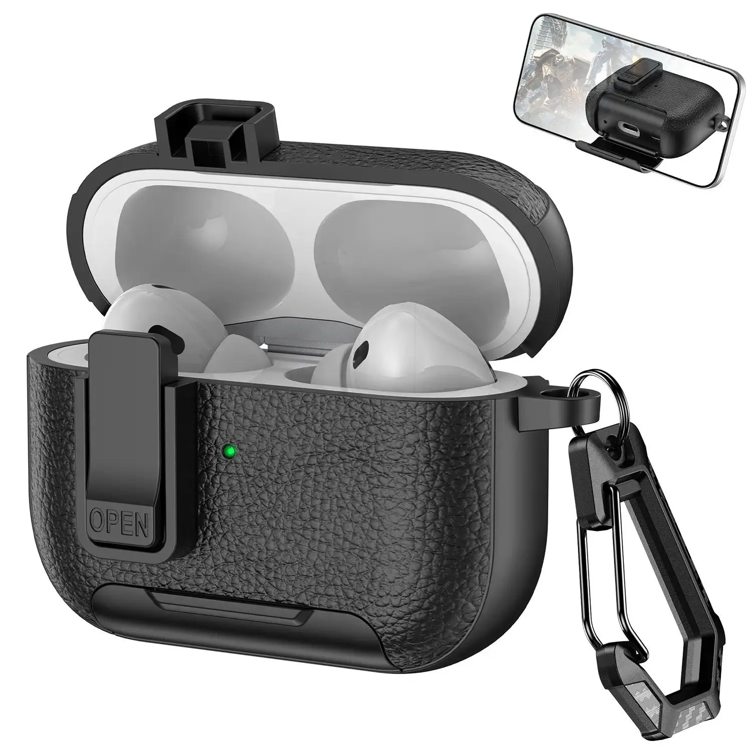 AirPods Leather Case with MagSafe | Shockproof, Scratchproof & Stand | Keychain Included | Lock Clip  | Fits AirPods Pro 3/2 & 4/3/1/2,back to school,back to school haul