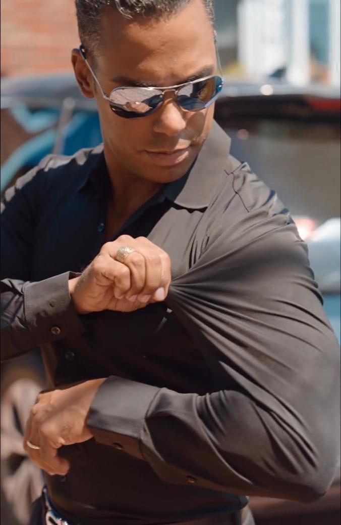 ELENCOCO Men's Super Stretch Business Dress Shirt Quick Drying Breathable anti-wrinkle Slim long-sleeved sports casual shirt Slim fit