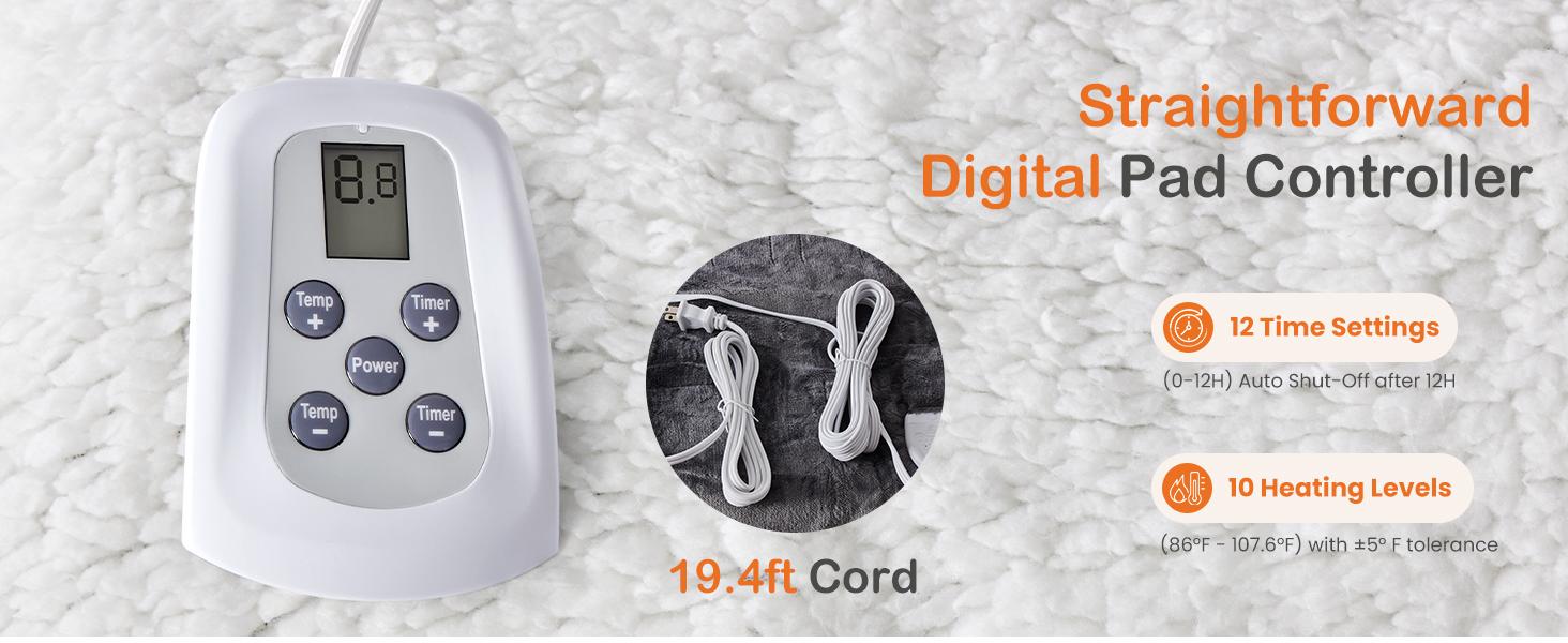 Heated Blanket Throw, Heating Electric Blanket with 10 Heat Levels and Auto-Off, Washable Dual-Sided Flannel & Sherpa Fabric Electric Throw Blanket Warmer for Office Home Use