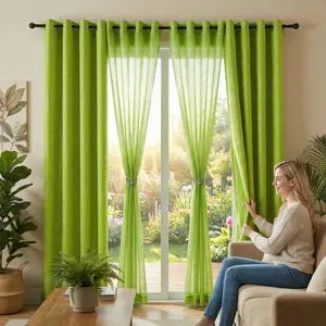 Cozy Curtain 4Panels 52x90inch Set, consisting of two tree-branch printed blackout curtains and two full-length sheer curtains, providing blackout, elegance and high-end style. Model number: FT24791 + L12