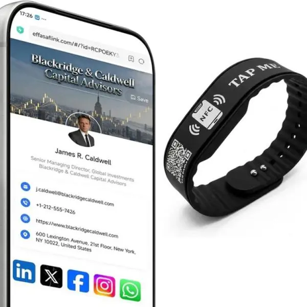 NFC Digital Business Card Wristband - Tap-to-Share Office Presentation Accessory - No App Required - Lifetime Analytics