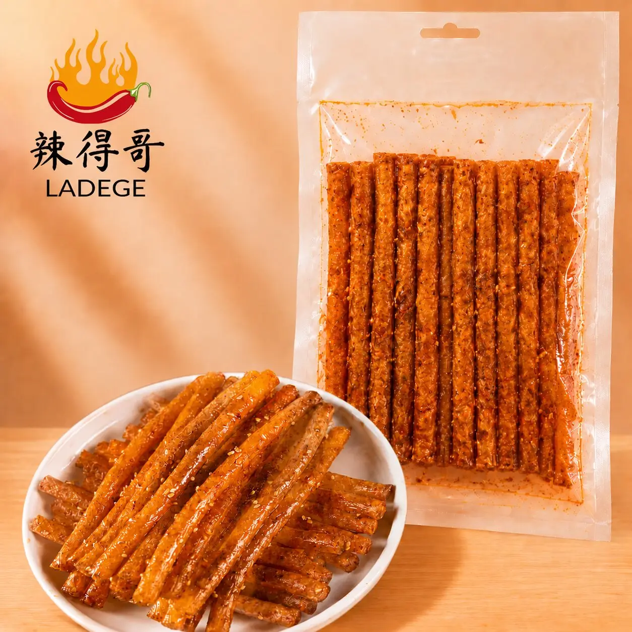 LADEGE Fiery Kick Chinese Latiao Snack Variety Pack - 450g Gluten-Free Asian Viral Trending Food Snacks, Soft Chewy & Crispy Spicy Strips, Authentic Ready-to-Eat Fat-Free Ambient Share Bag for Youth & Parties, Asian Snacks