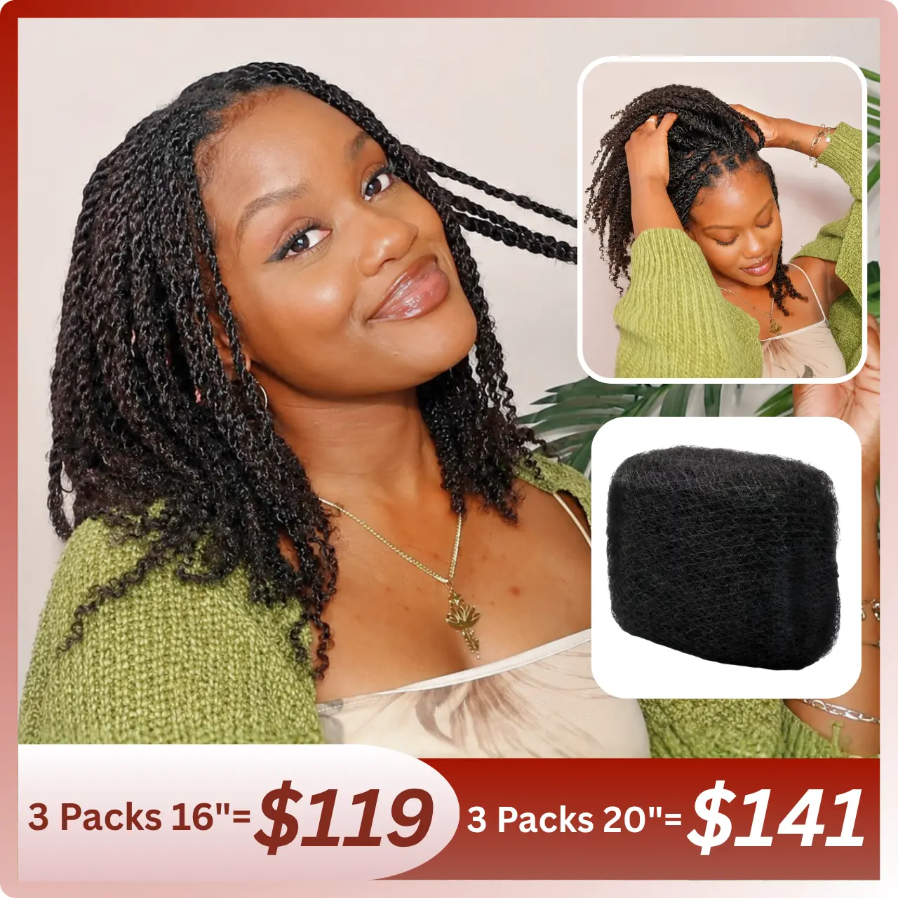 The Fox 1 PCS Afro Kinky Bulk Human Hair Extensions for Hair Braids & Dreadlocks, 100% Natural Burmese Curly, Kid-Friendly, Versatile, Long, Blonde, Ginger, Light Auburn Options, Black, Burgundy (#99J), Dark Brown (#2), Honey Blonde (#27)
