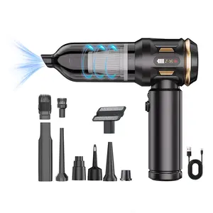 KUST Car Vacuum Cleaner 4 in 1 Portable Cordless with 2000mAh Battery LED Light Multi-Nozzles for Car Home Office Keyboards Pet Hair Dust Removal