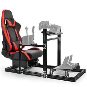 Dardoo Professional 3060 Aluminum Profile Racing Simulator Cockpit (Red Seat Edition), compatible with G923/G920/G29 and T500 T818 T80 T128 series steering wheels. Does not include electronic components.
