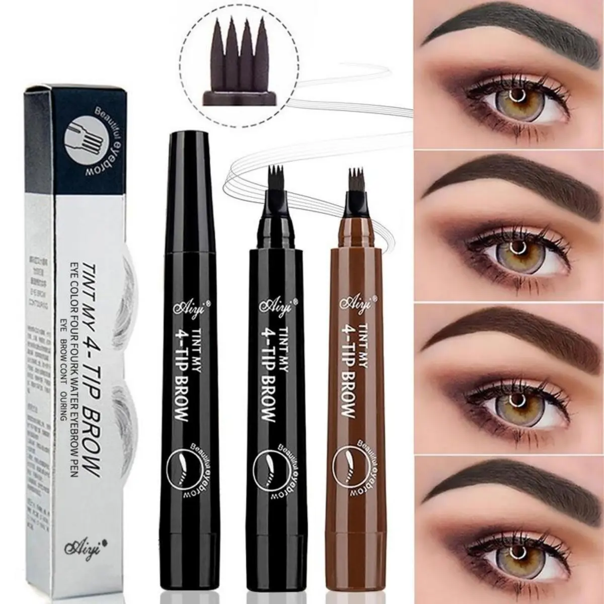 Brow Pen for Natural Hair-Stroke Effect, 4-Claw Liquid Tip Eyebrow Pencils, Vegan Feel Good Cosmetic Makeup