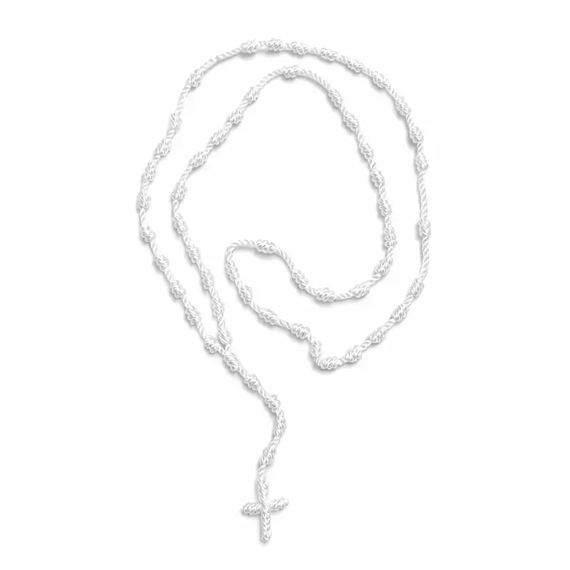 100% Handmade Rosary Cross Pendant Long Braided String Knotted Catholic Religion Adjustable Colorful Rope Necklace Lucky Protection Keepsake Jewelry for Women Men made in Mexico