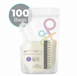Primo Passi Breastmilk Storage Bag with Temp-Sensing – Leakproof Freezer Safe Milk Bags 8oz / 250ml (100 Pack)