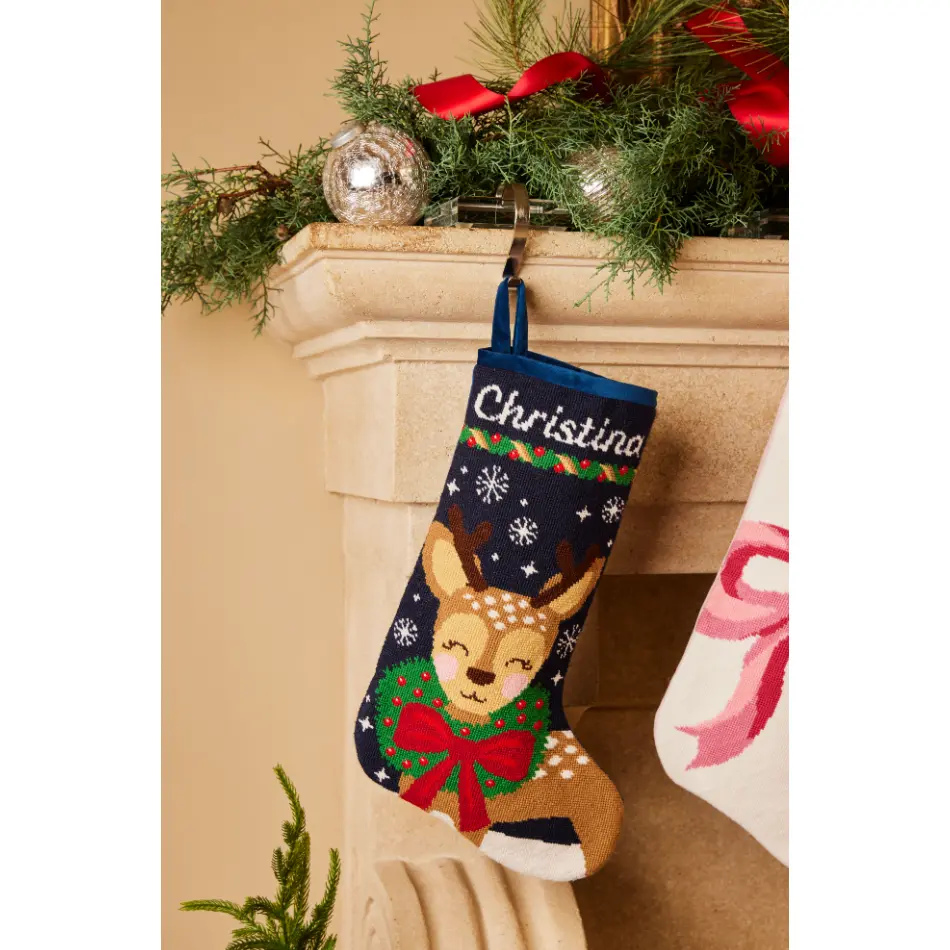 PREORDER FOR 2026: Dasher Full Size Needlepoint Christmas Stocking