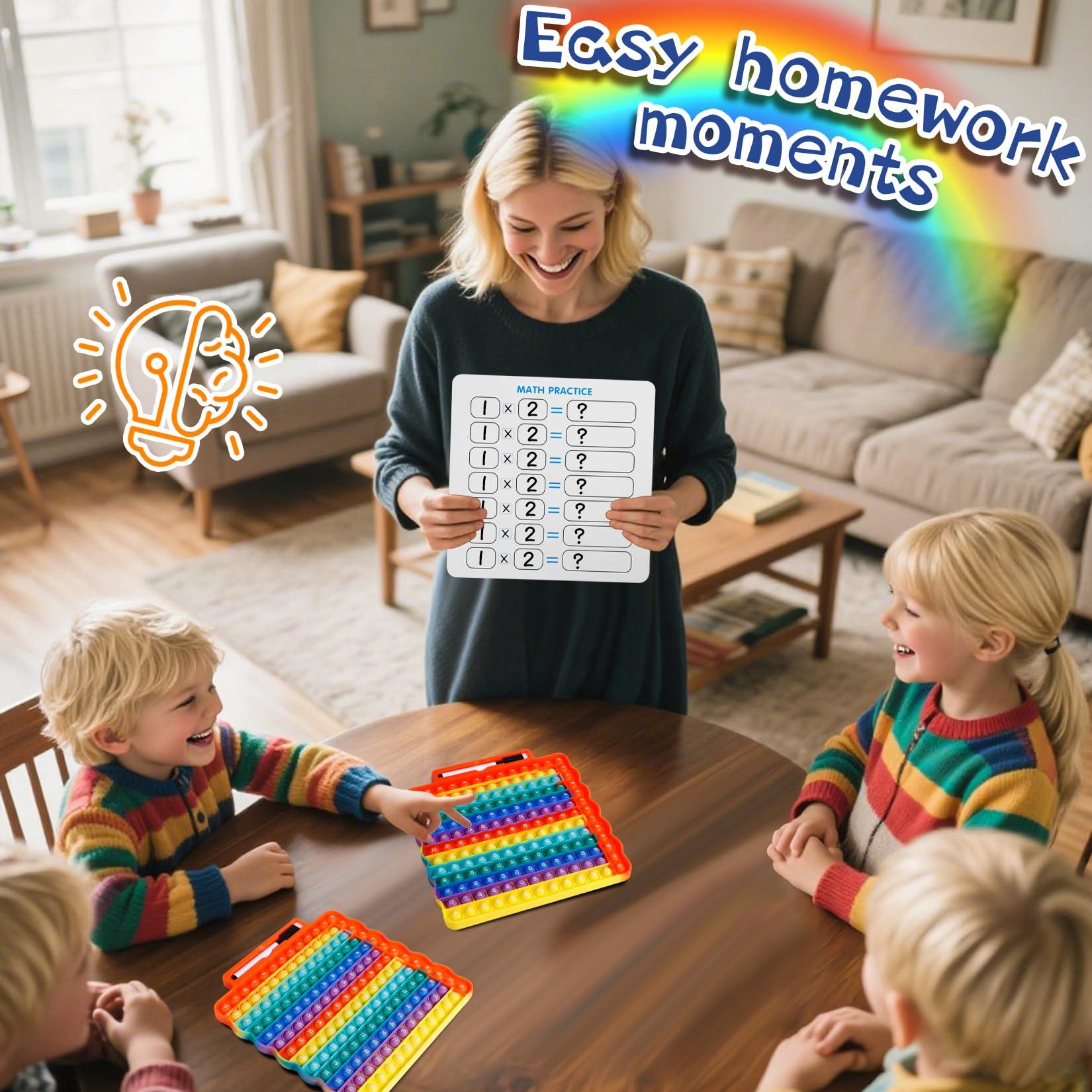 multiplication pop it Multiplication Games Flash Cards 3rd Grade pop Fidget Learning Toy Educational Math Game Board with Marker Multiplication Chart Table 12x12 Math Addition Fidget Game Stress Relieving Toy