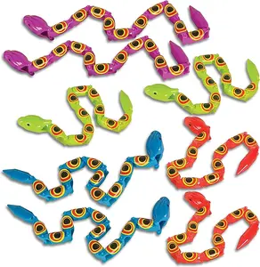 Jointed Snake Toys Set of 12 - 15" Long Plastic Snakes with Joining Pieces - Great Party Favor - Fidget Toy for Kids, Gift Idea for Boys and Girls, Carnival Prize - Sensory Toy