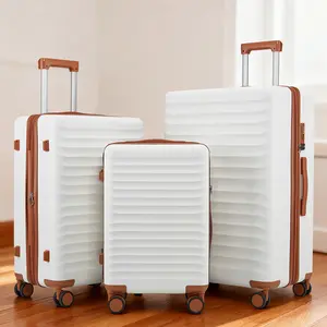 2026 Travel Essential 3-Piece Suitcase Set, PC hard shell with Spinner Wheels, Lightweight PC+ABS Premium PC ShellTravel Luggage, Expandable Carry-On Suitcase with TSA Approved Lock–White(20+24+28 Inch) maletas de viaje Portable Overnight Bag