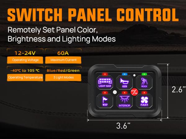 Nilight 6 Gang Switch Panel 12V 24V Universal Circuit Control Relay System with RGB Backlight APP Fuse Wiring Harness Automatic Dimmable ON Off LED Switches Pod for Car Pickup Truck Camper SUV