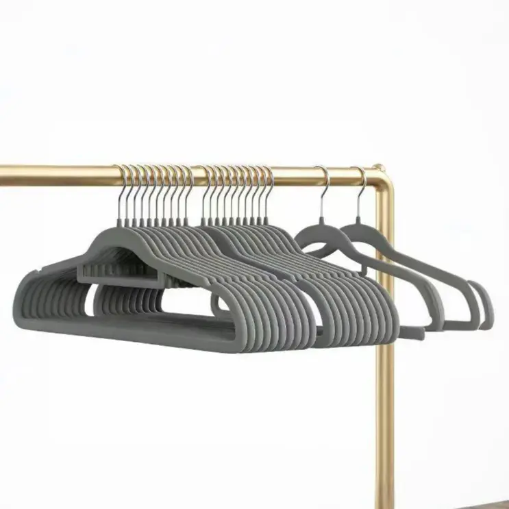 Almond White Thick Velvet-Flocked ABS Plastic Space-Saving Clothes Hangers for Wardrobe, Non-Slip Hooks, No-Trace Design, No Shoulder Bumps, Home Organizer Hanger Pack