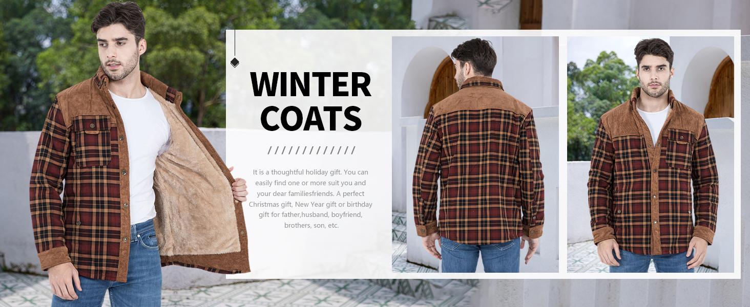 Gihuo Men's Medium Size Fleece Lined Sherpa Plaid Shirt Jacket Outdoor Warm Coats with Snap Button Front Closure & Pockets Armygreen & Cozy Outerwear Classic Menswear Soft Plaid Design Stylish Patchwork Casual Tops Checked Long Sleeve