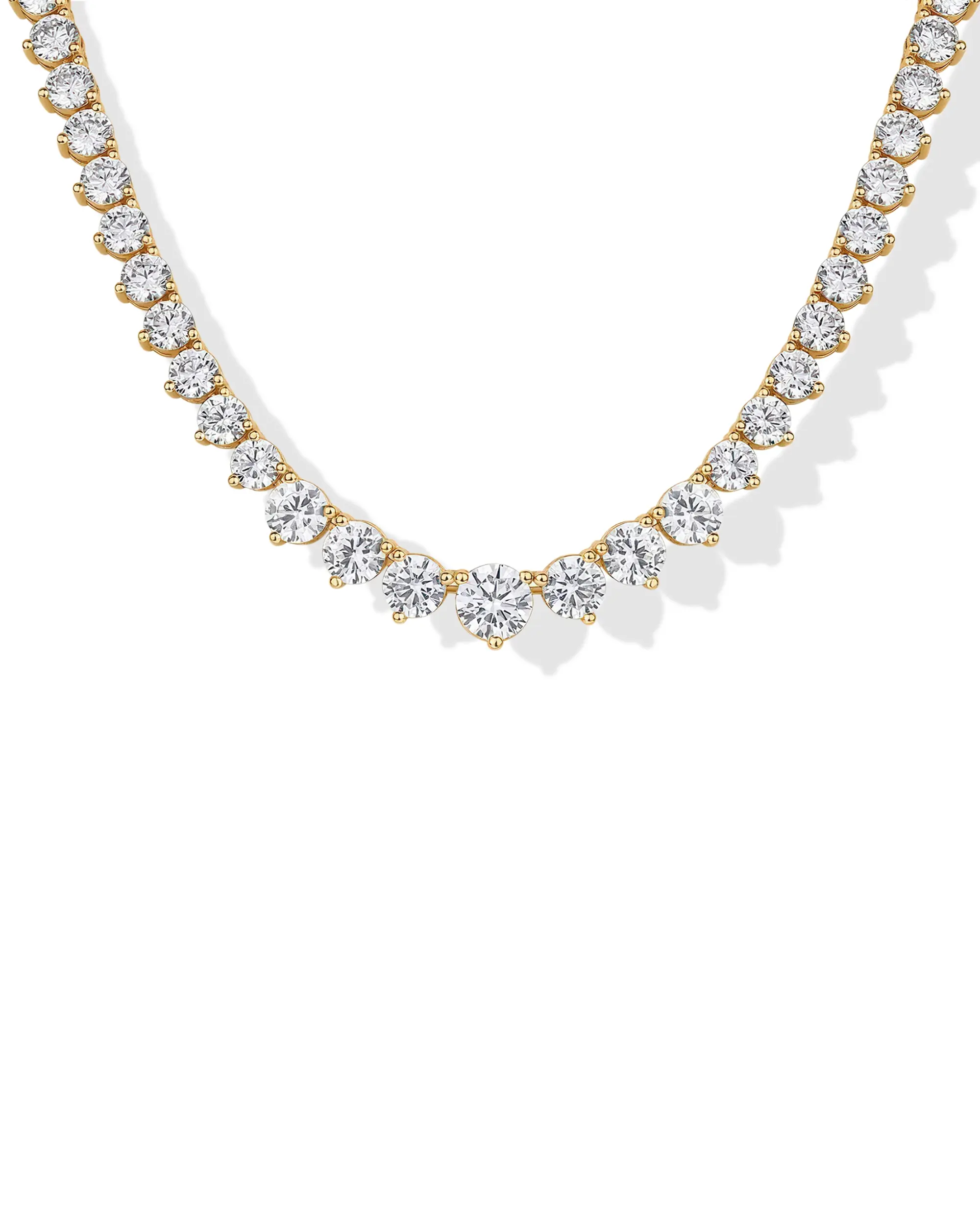 PAVOI 14K Gold Plated Bridal Tennis Necklaces  - Graduated Gold Tennis Necklace with Cubic Zirconia - Trendy Fashion Wedding Jewelry
