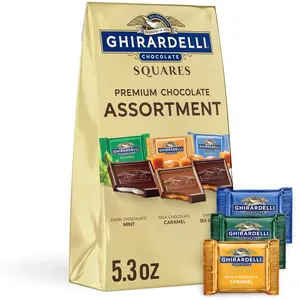 GHIRARDELLI Premium Assorted Chocolate SQUARES, 5.3 oz Bag - Individually Wrapped Milk, Dark, and Mint Chocolate Snacks