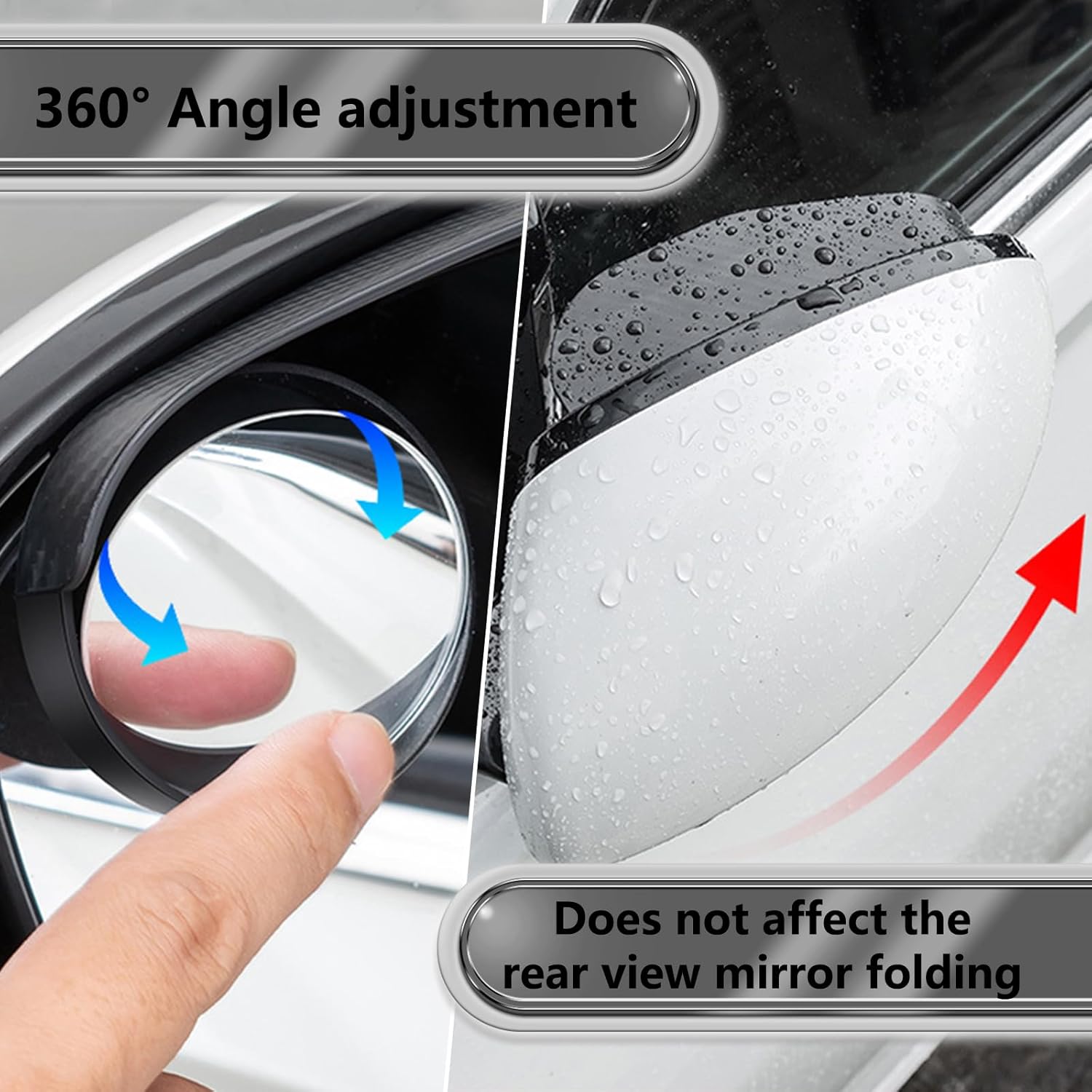 [Free !ship] Blind Spot Mirror 2Pcs Suction Cup for Car Ultra Rearview Side Mirror Rain Eyebrow Wide Angle View Automotive Safety Accessory 360 Adjustable Ultimate Rear Enhanced Visibility Driving Confidence Round Convex Mirror Car Ideal Parallel Parking