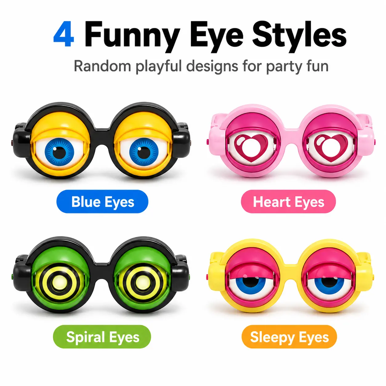 1/4Pcs Kinetic Crazy Moving Eyes Party Glasses, Funny Novelty Costume Eyewear, Hilarious Decorative Accessory for Themed Parties & Cosplay Events