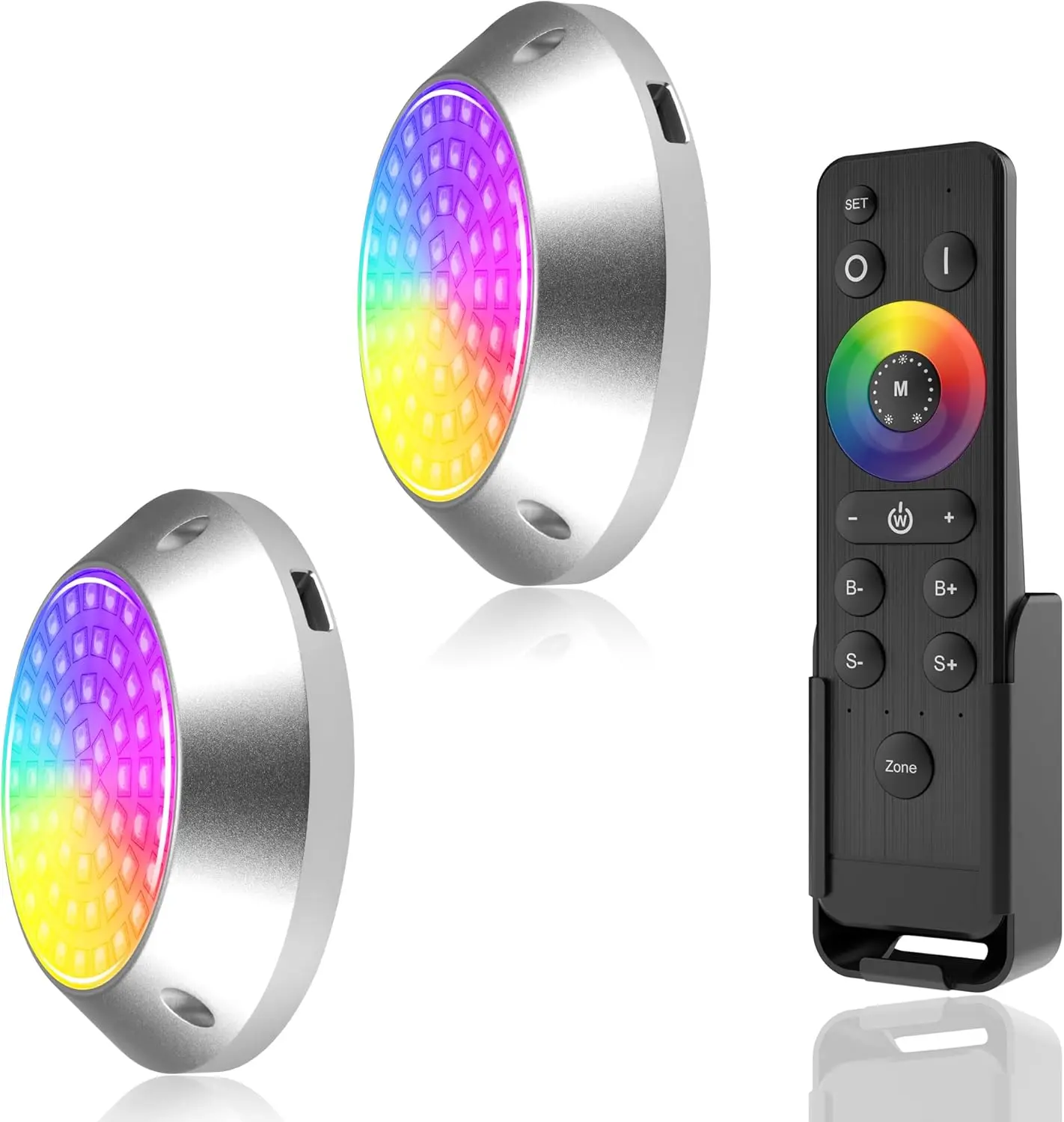 HUSUKU GT Series Wireless RGB Underwater Lights, DC12V, 120W Max 12000LM, IP68 Rated All-Metal Body, Wireless Grouping & Auto-Sync Control, for Yacht, Bass Boats, Fishing Boats, Docks, Transom Night Lights