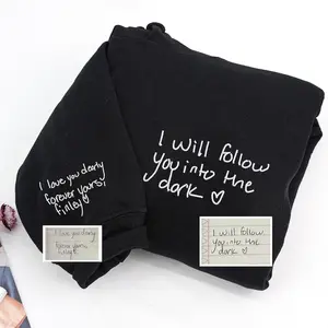 Custom Handwriting Embroidered Sweatshirt, Personalized Couple Message Crewneck, Matching His & Hers Gift