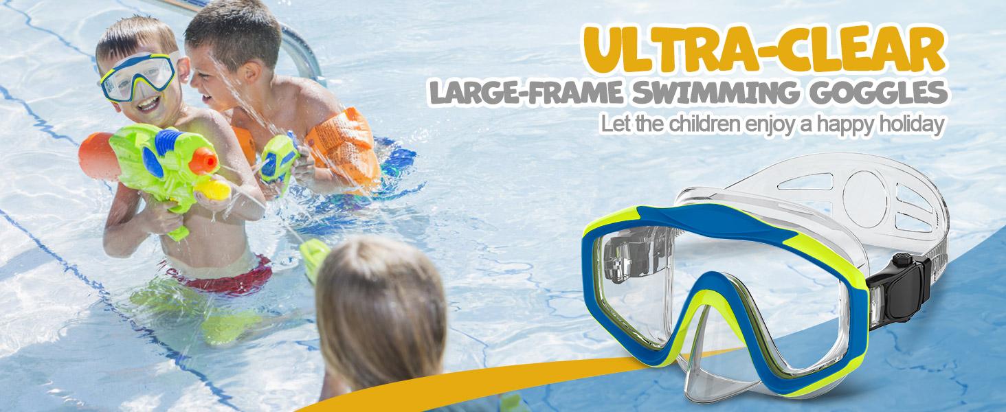 Rantizon Kids Swim Goggles Snorkel Diving Mask with Nose Cover, Anti Fog, Anti Shattered, No-Leak, UV Protection Swim Mask for Boys Grils 5-15