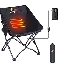 Heated Hammock Camping Chair, Swing Chair, Folding Rocking Chair, Camping Chair, High Back with Stand, Cup Holder, Side Pocket, Heavy Duty 10000mAh Power Bank Included