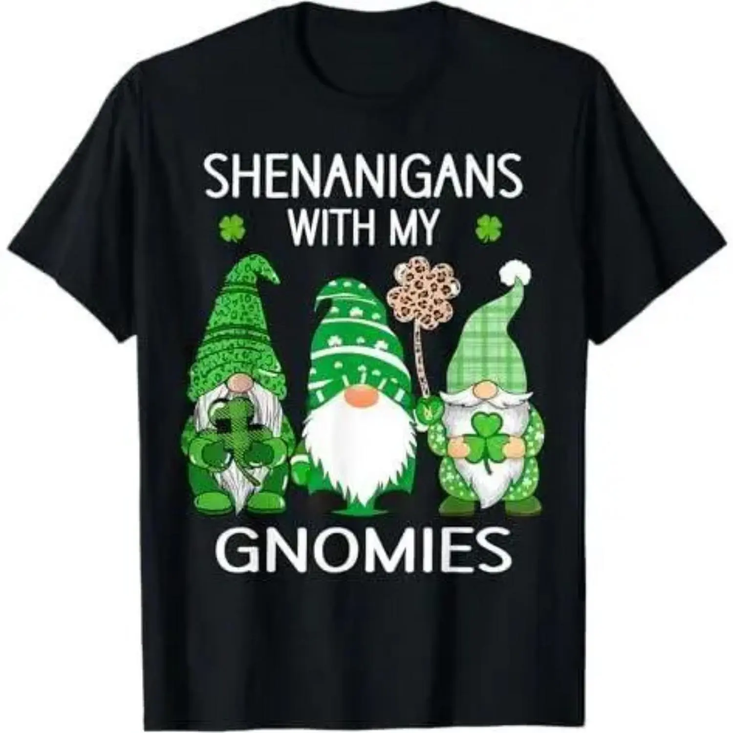 Lucky Shamrock Leopard Gnome T Shirt for Men and Women Celebrating St Patricks Day With Irish Flair