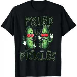 100% Cotton Funny Pickle Smoking Joint Weed Lover Cannabis Marijuana 420 T-Shirt