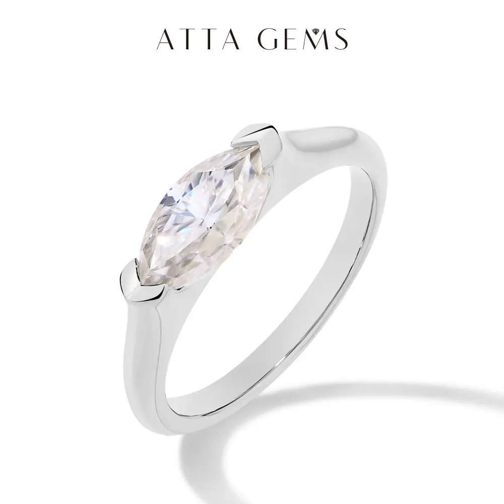 1CT Marquise Shape Synthetic Moissanite Ring 925 Sterling Silver 14K Gold Plated Rings Daily Wear Birthday Present Fine Jewelry Summervibes R135, Elegant Ring, Unisex summerwins tiktokshopbacktoschool