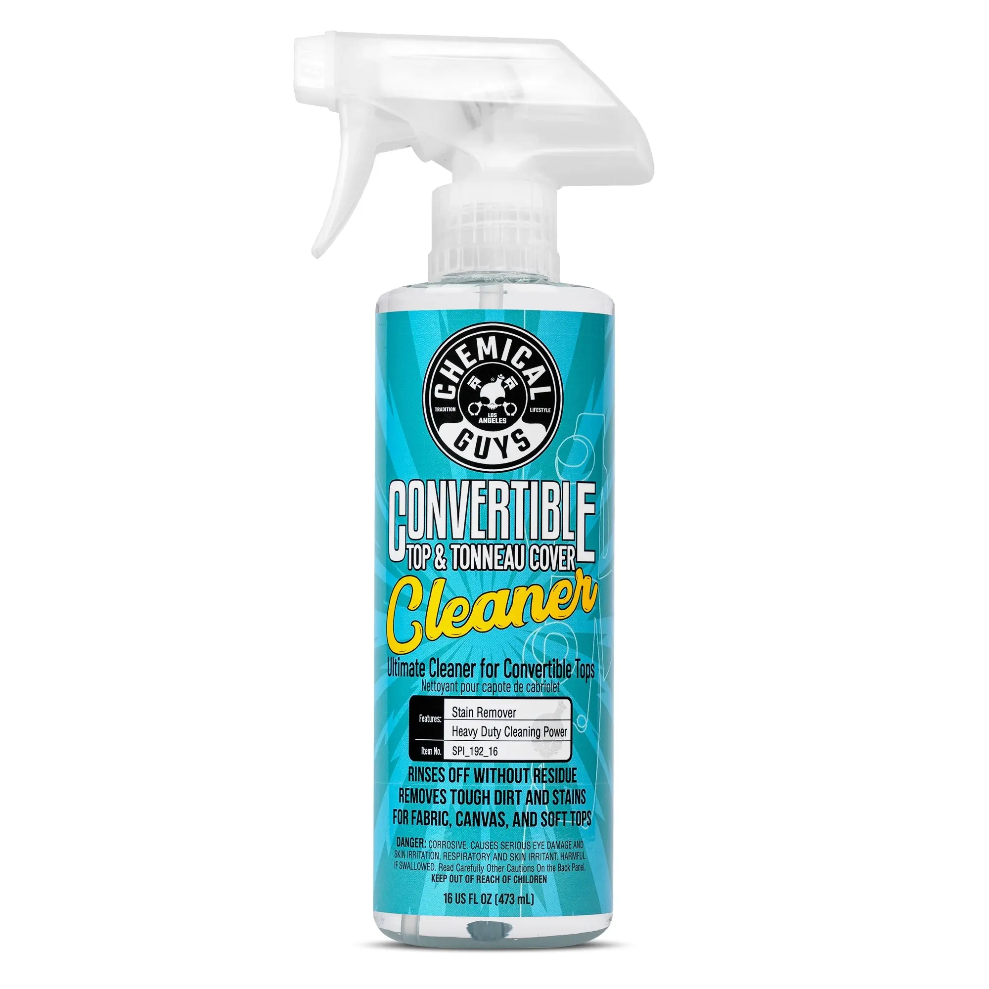 CHEMICAL GUYS Convertible Top Cleaner Stain Remover Liquid Spray - Car Detailing Upholstery Cleaner, Safe on Fabric, Vinyl, Synthetic Tops, Removes Dirt/Grime, Restores OEM Look, Prevents Fading/Discoloration, for Daily Car Care