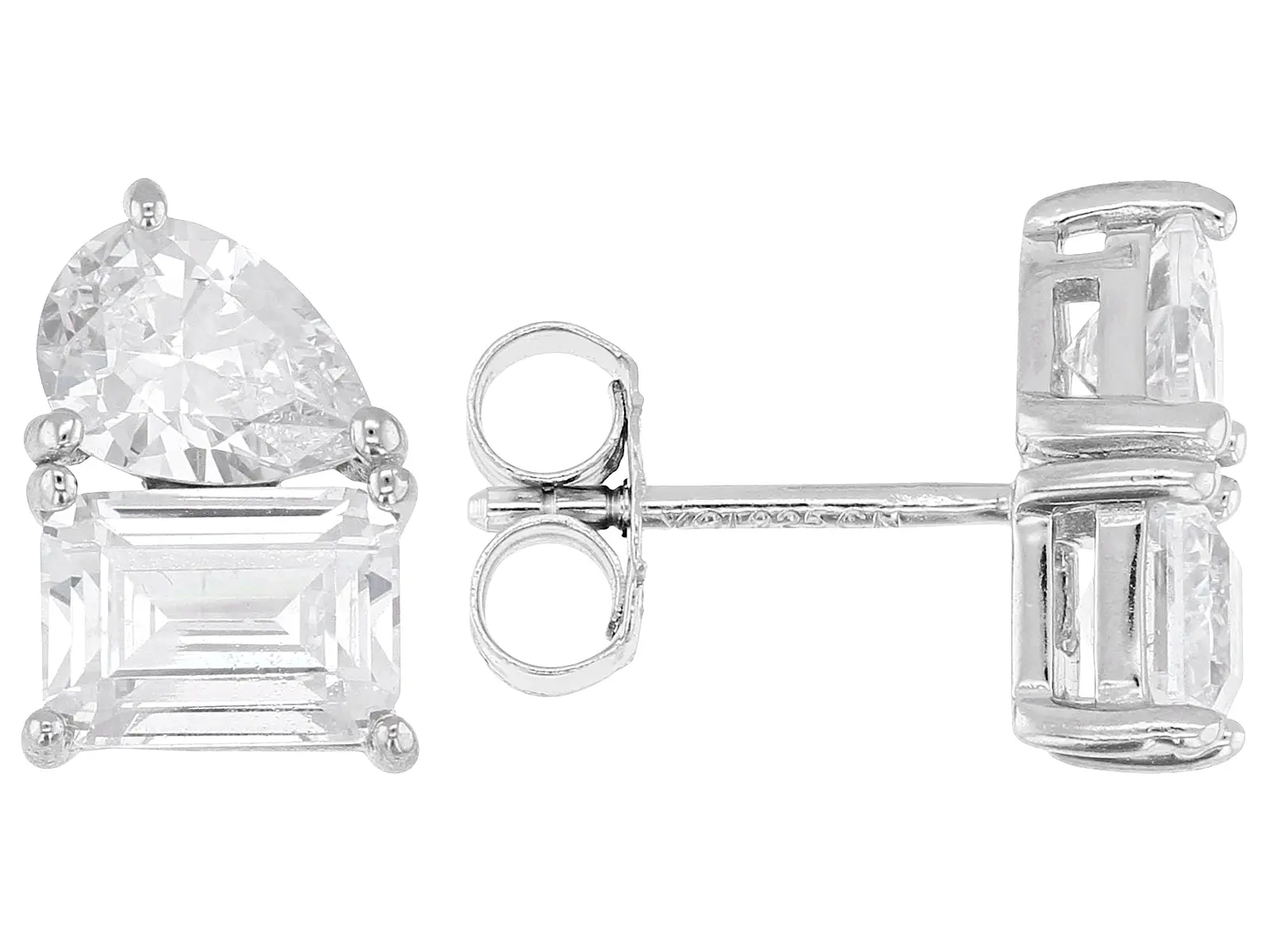 JTV White Cubic Zirconia Rhodium Over Sterling Silver Earrings 5.58ctw