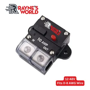 Rayne's World 50-300 Amp 12-48V DC Circuit Breaker with Dust Covers Fits Up to 0 AWG Wires Removable Insert for Larger Wires
