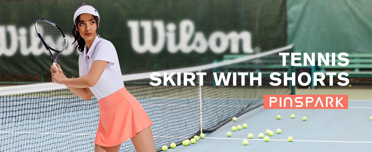 PINSPARK Tennis Skirt Womens Pleated Skort Lightweight Mini Active Skirts Golf Appeal with Pocket,Coral Large springtok OutdoorFun Sporty Wide Waistband Comfortable Inner Lining Dominate The Court Independence Day