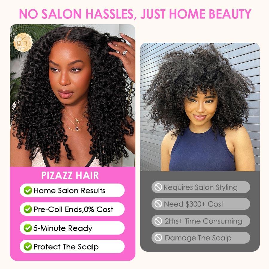 Pizazz Hair Burmese Curly Wig 13x6 HD Lace Front Wigs 100% Human Hair Pre- Everything Glueless Wig Human Hair With Drawstring Beginner Friendly