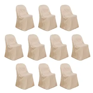 10 Pack Polyester Folding Chair Covers Nude - Reusable Stain-Resistant Slipcovers