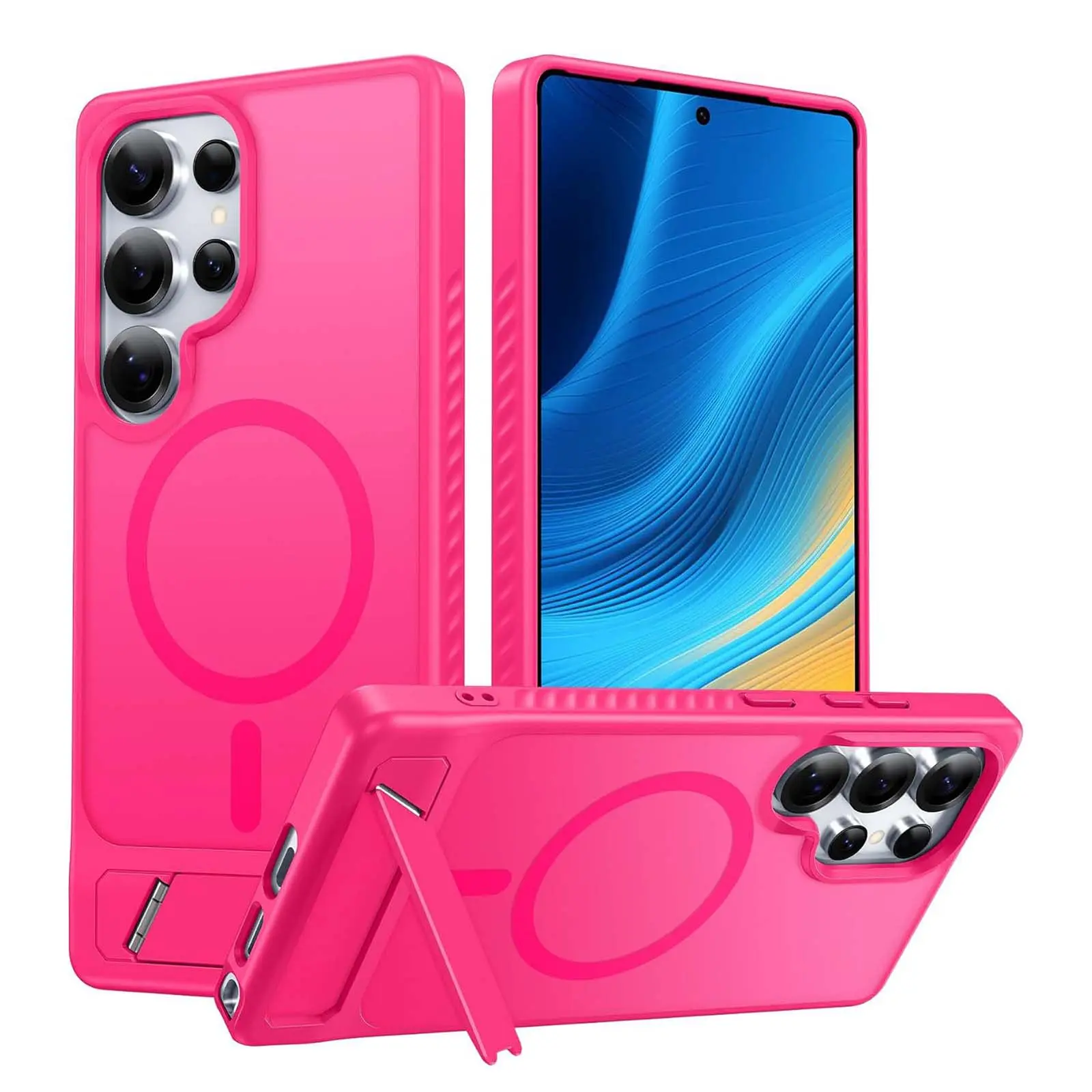 Durable Samsung Galaxy Phone Case with Sandblasted Back Panel, Silicone Frame, Shockproof Corners, Built-in Kickstand for Movie Mode, MagSafe, Wireless Compatibility & Protector – Customized for Galaxy S25, S24, S23 Plus, S24 Ultra ZT, Galaxy S24 Ultra