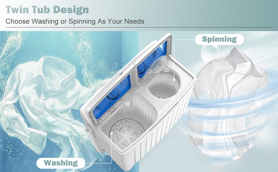 Costway- Compact Twin Tub Washing Machine for Home Use