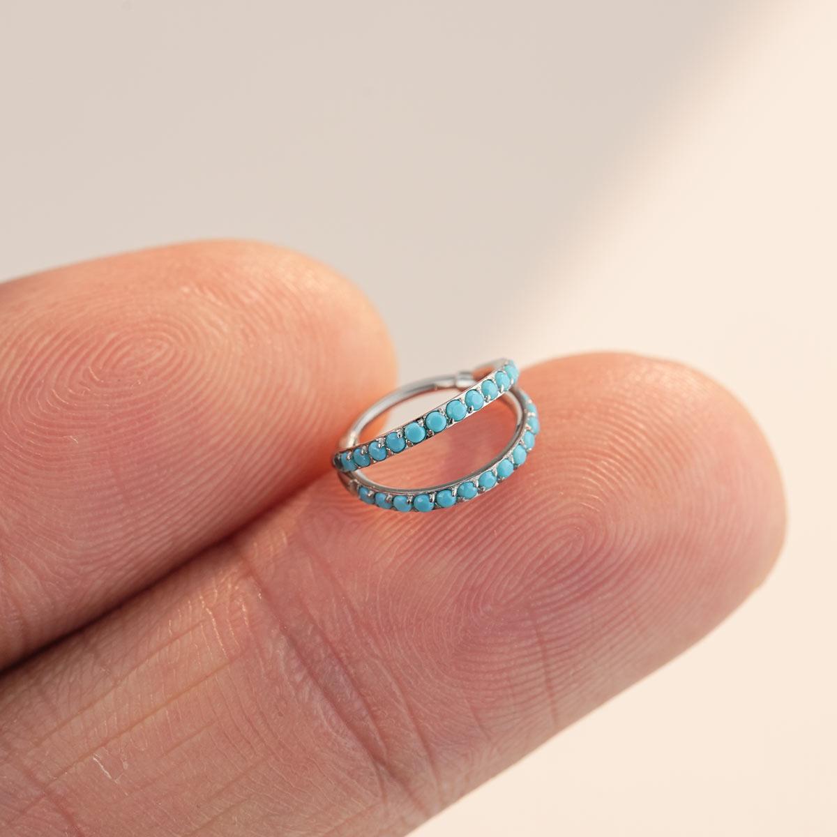 Oufer 20G Turquoise-Hinged Segment Nostril Nose Piercing Ring 316L Stainless Steel 6mm 7mm 8mm Inner Diameter Bohemian Flair Oufer 20G Turquoise-Hinged Segment Nostril Nose Piercing Ring 316L Stainless Steel 6mm 7mm 8mm Inner Diameter Bohemian Flair