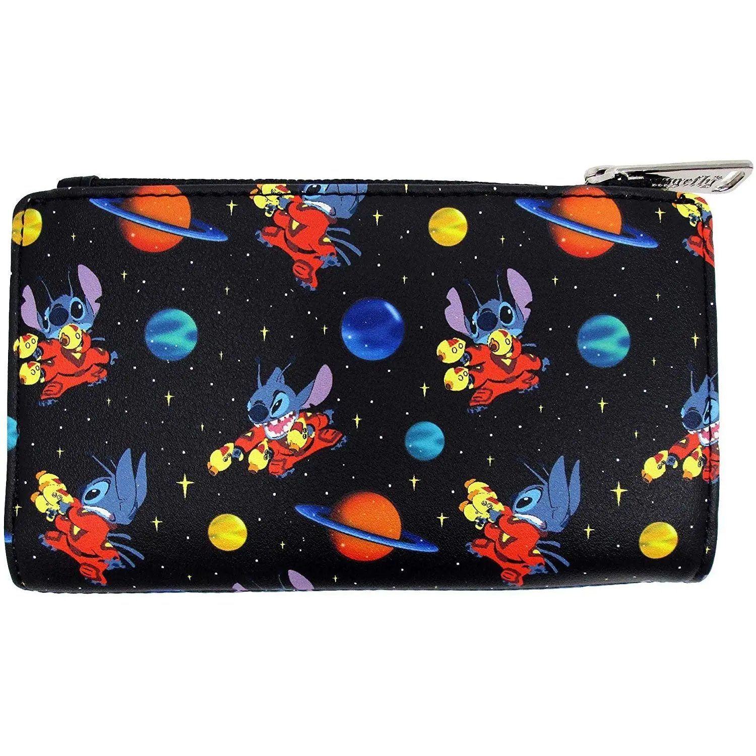 Loungefly Women's Trifold Wallet, Disney Lilo & Stitch in Space Allover Print Faux Leather with Applique Details - 707 Street Exclusive, Character-Themed Design Women's Wallets, Wallet Purse
