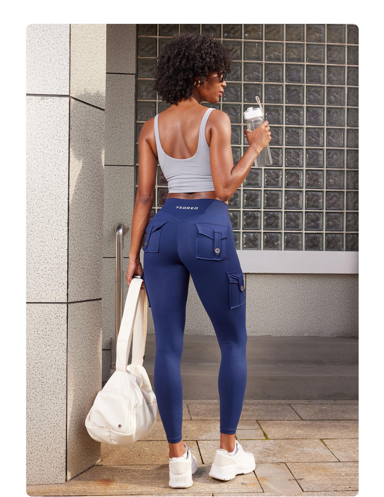 YEOREO CoreFlex High Waisted Cargo Leggings Seamless Scrunch Butt Lifting Tummy Control Shaping Training Yoga Gym Fitness Tights