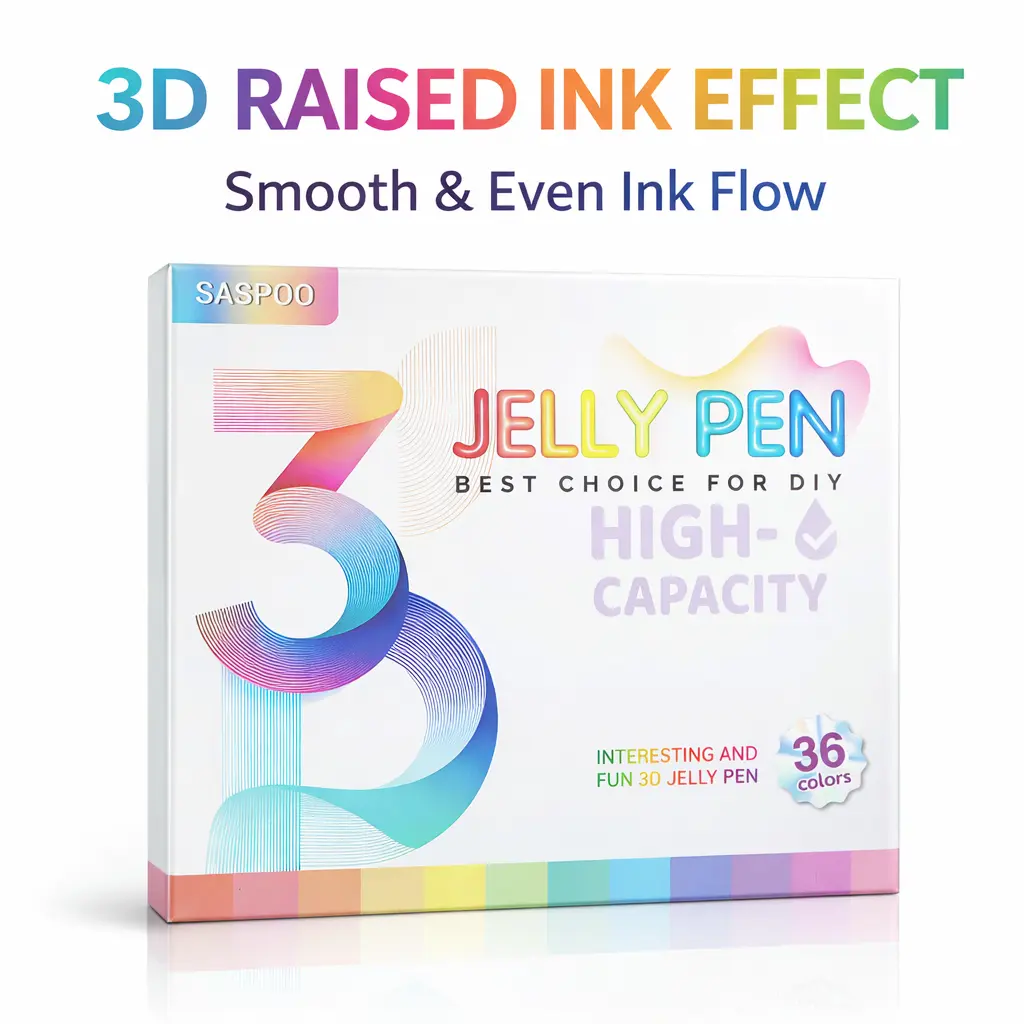 3D Jelly Pens - High Capacity, Smooth Ink Flow, Raised Ink, No Clumping, No Skipping, Multi-Surface Arts Crafts Stationery, 3D Gel Pen Markers & Highlighters for DIY Projects, Doodles & Outlines, 3D Raised Ink