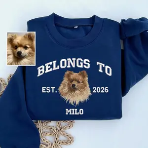 Custom Dog Portrait Sweatshirt, Embroidered Dog Face Sweater, Personalized Pet Crewneck