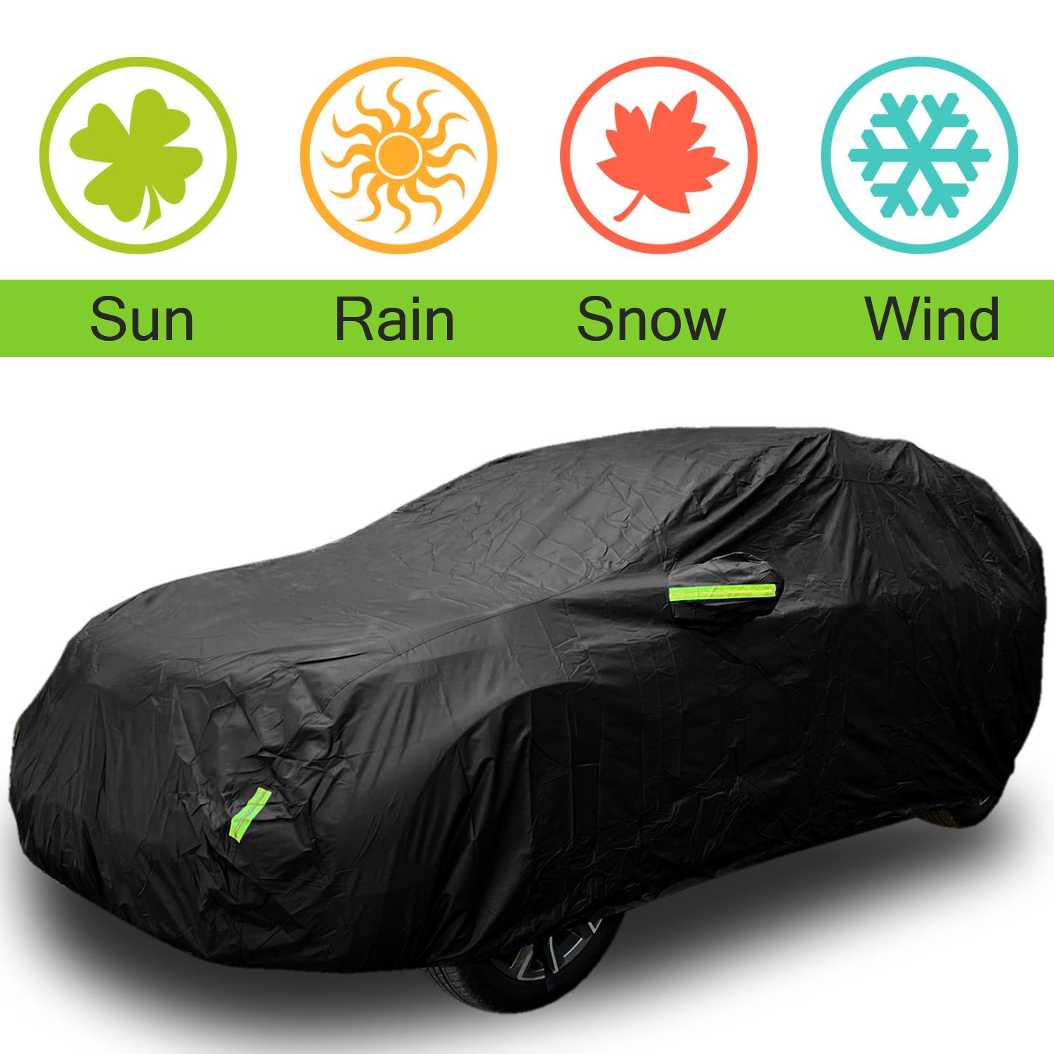 Black Car Cover,All Weather for Car ,Outdoor Full Cover Rain Sun UV Protection ,Universal Fit for Sedans and SUVs Black Car Cover,All Weather for Car ,Outdoor Full Cover Rain Sun UV Protection ,Universal Fit for Sedans and SUVs