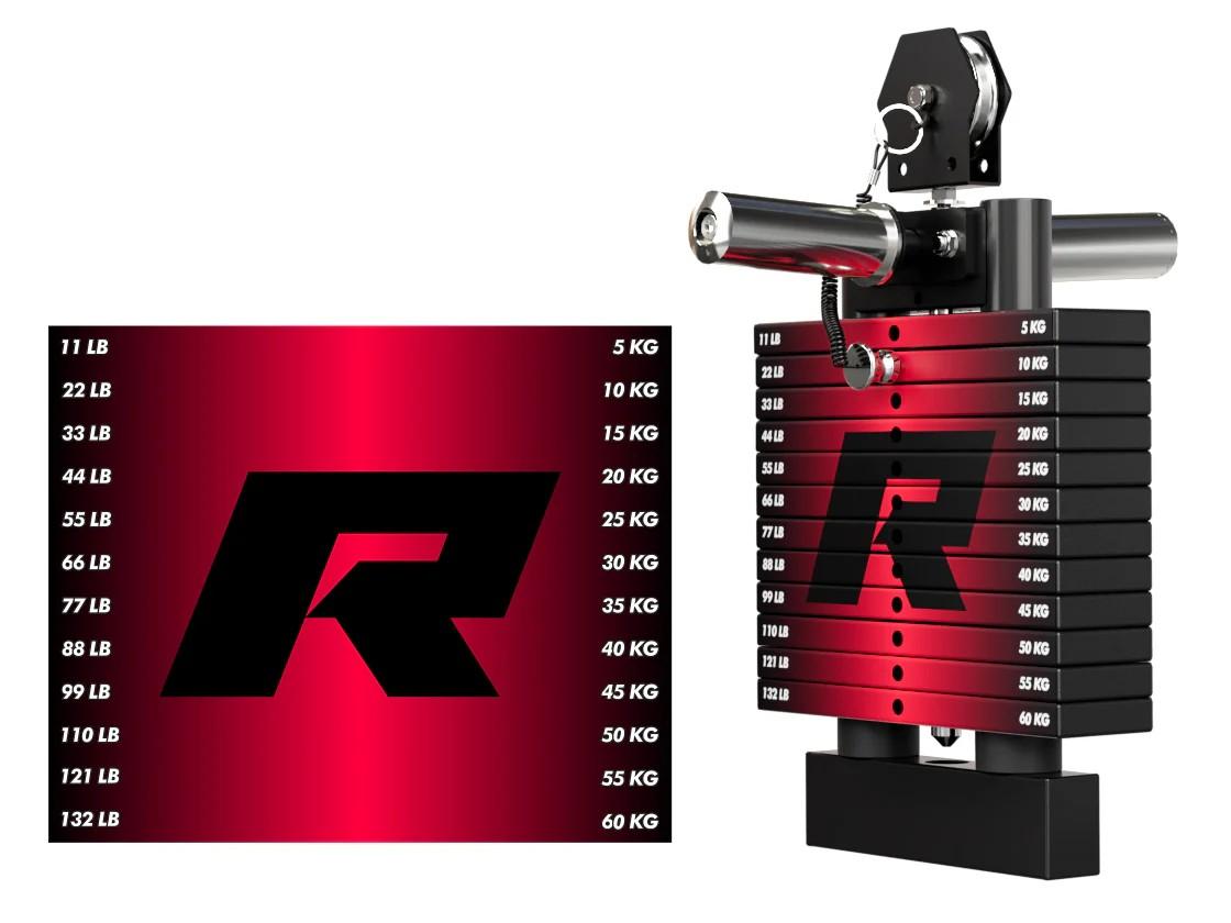 RITFIT WSM1 264lbs M1 Compatible Inclined Stack Set - Home Fitness Equipment, Home Gym Adjustable Multifunctional Workout Station, 5° Incline, Adjustable Gear, Customizable Stickers for Strength Training