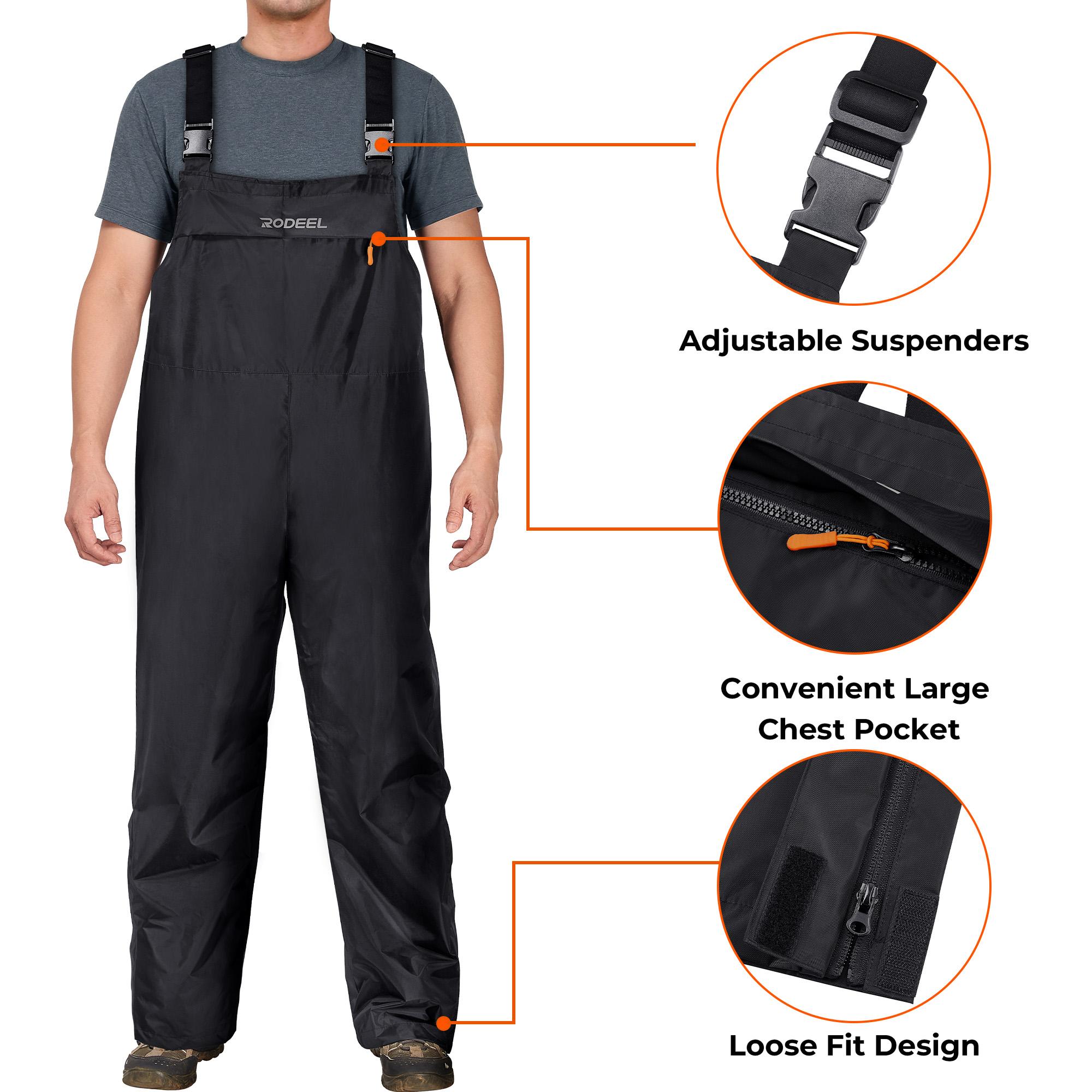 【RODEEL】717 Waterproof Bib Overalls Men Durable Rainwear with Adjustable Suspenders and Chest Pocket Relaxed Fit Pants Workwear for Outdoor Sports Hiking Fishing Boating Car Washing Construction Landscaping Gardening Workwear Menswear, Holiday Gift 【RODEEL】717 Waterproof Bib Overalls Men Durable Rainwear with Adjustable Suspenders and Chest Pocket Relaxed Fit Pants Workwear for Outdoor Sports Hiking Fishing Boating Car Washing Construction Landscaping Gardening Workwear Menswear, Holiday Gift