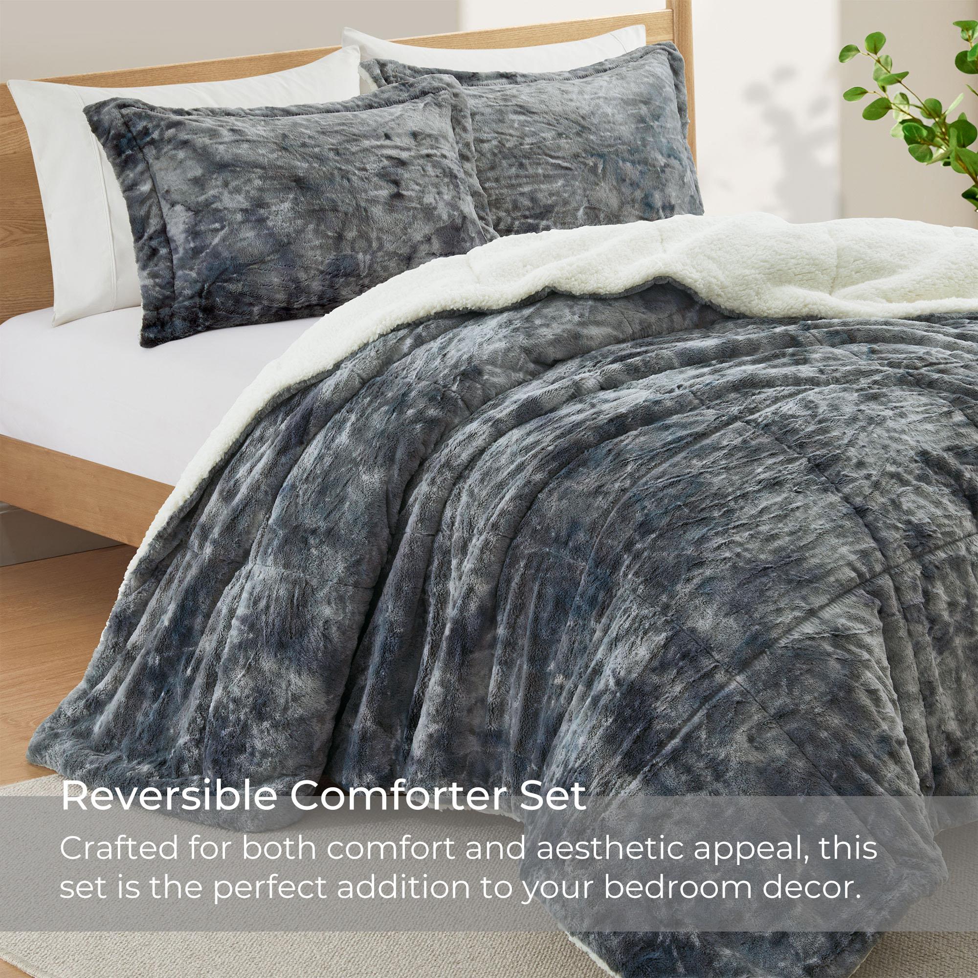 PEACE NEST 3 Piece Sherpa Reversible Comforter Set Ultra Soft Down Alternative Bedding All Season Cozy Warm Blanket with Pillowcases Queen King PEACE NEST 3 Piece Sherpa Reversible Comforter Set Ultra Soft Down Alternative Bedding All Season Cozy Warm Blanket with Pillowcases Queen King